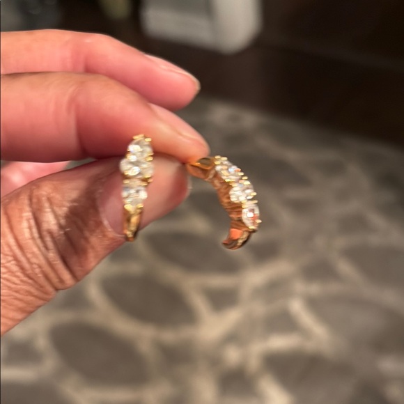 Jewelry - Elegant Goldtone CZ half Hoop pierced Earrings